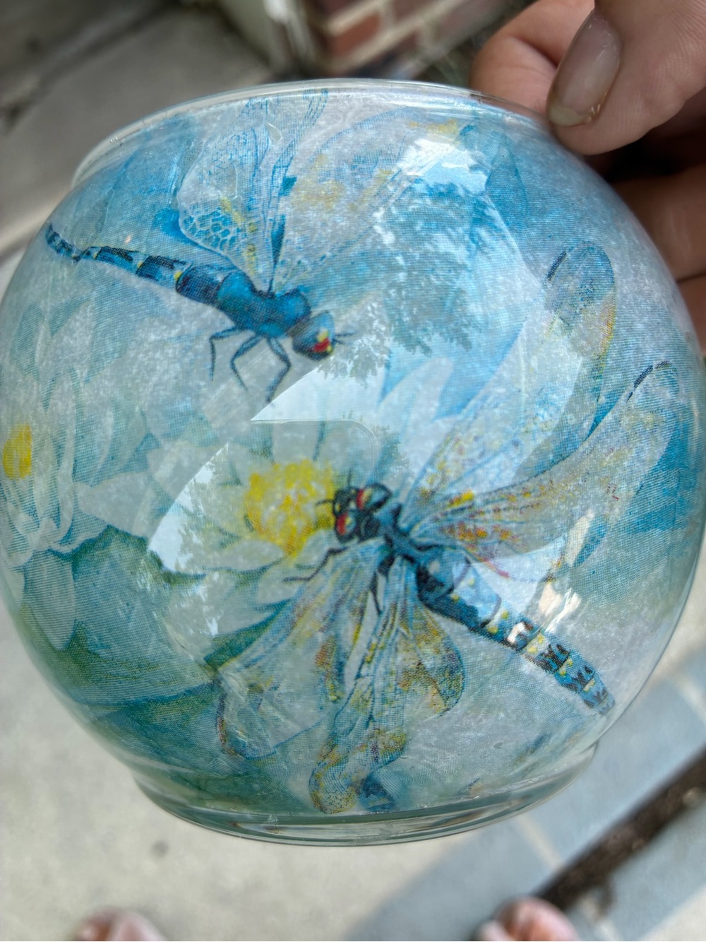 Blue Dragonfly Glass Decorative Vase or tea light candle - Home Art